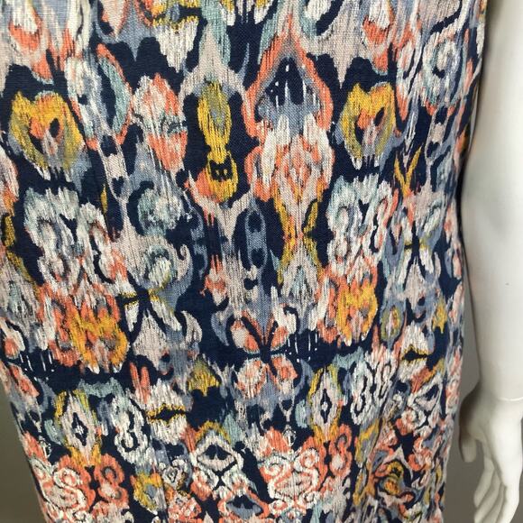 Garnet Hill Linen Dress size 8 sheath Ikat tribal batik colorful boho office - Picture 13 of 16